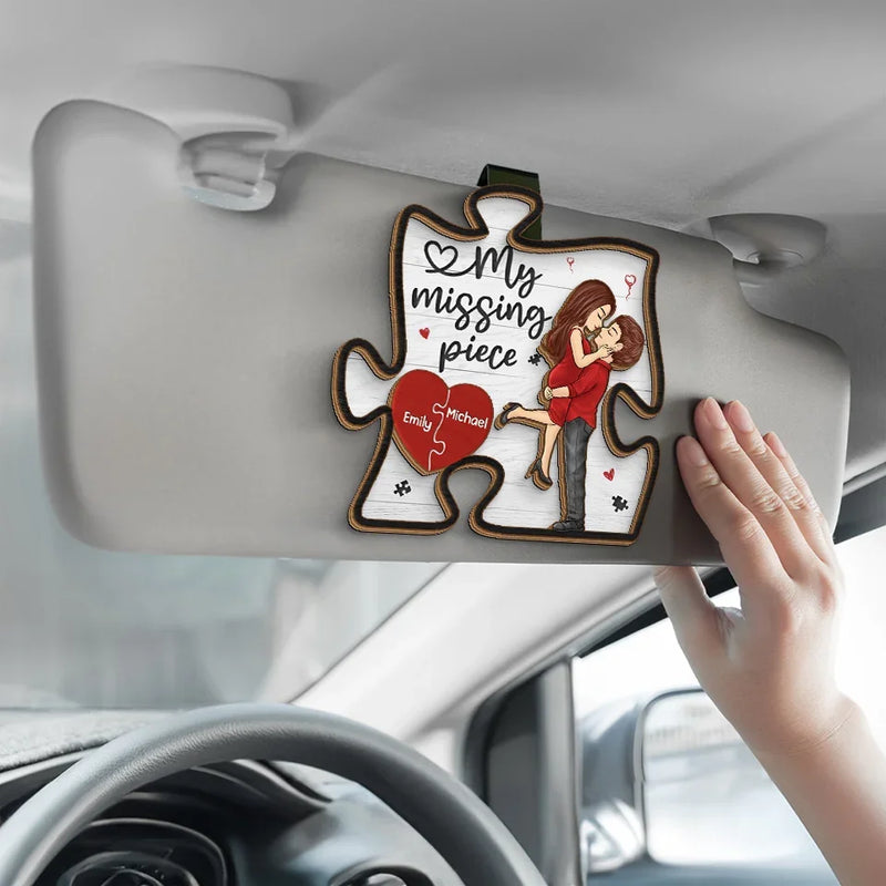My Missing Piece - Couple Personalized Custom Car Visor Clip - Christmas Gift For Husband Wife, Anniversary