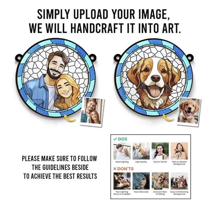 Custom Photo Together Is A Wonderful Place To Be - Couple Personalized Window Hanging Suncatcher - Gift For Husband Wife, Anniversary