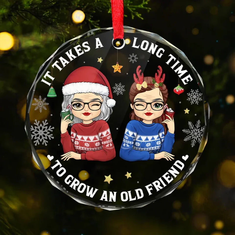 Let's Be Friends 'Til We're Old - Bestie Personalized Custom Circle Glass Ornament - Christmas Gift For Best Friends, BFF, Sisters