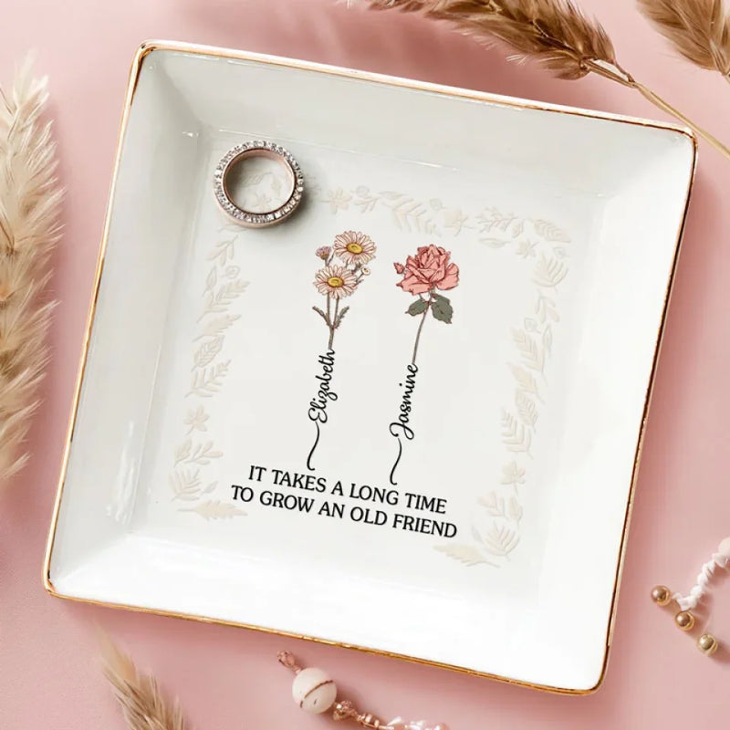 Bloom Like Your Bestie - Bestie Personalized Custom Jewelry Dish - Gift For Best Friends, BFF, Sisters