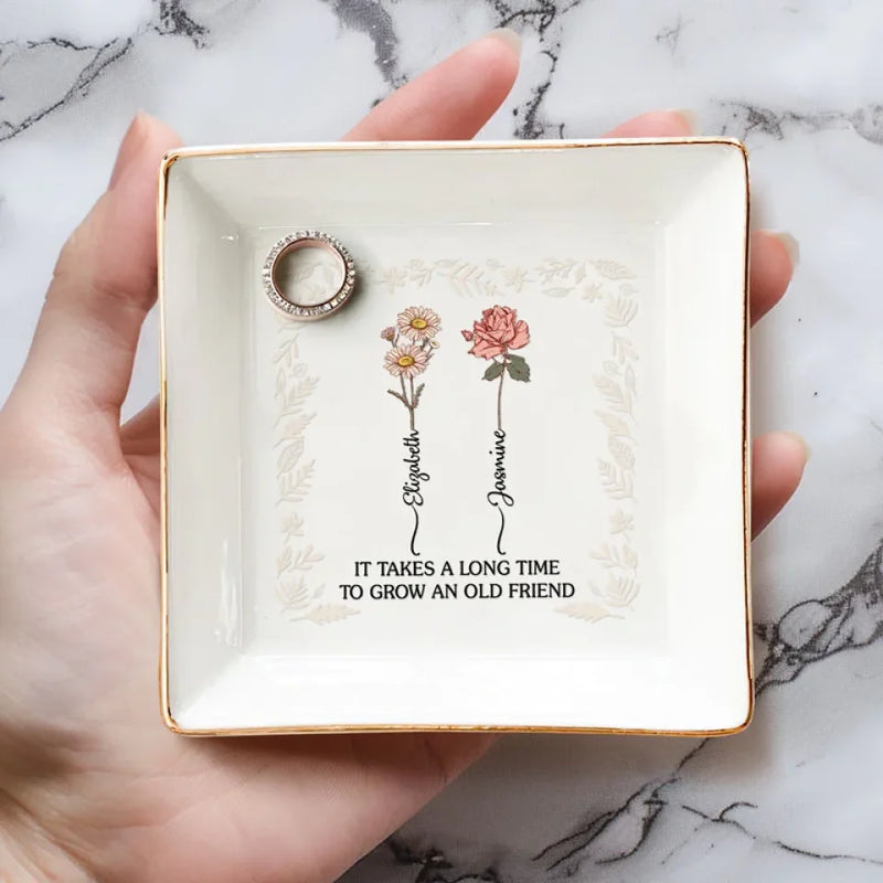 Bloom Like Your Bestie - Bestie Personalized Custom Jewelry Dish - Gift For Best Friends, BFF, Sisters