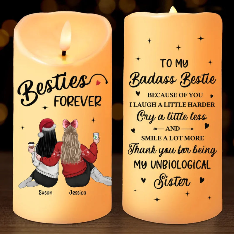 Thank You For Being My Unbiological Sistas - Bestie Personalized Custom LED Candle - Christmas Gift For Best Friends, BFF, Sisters