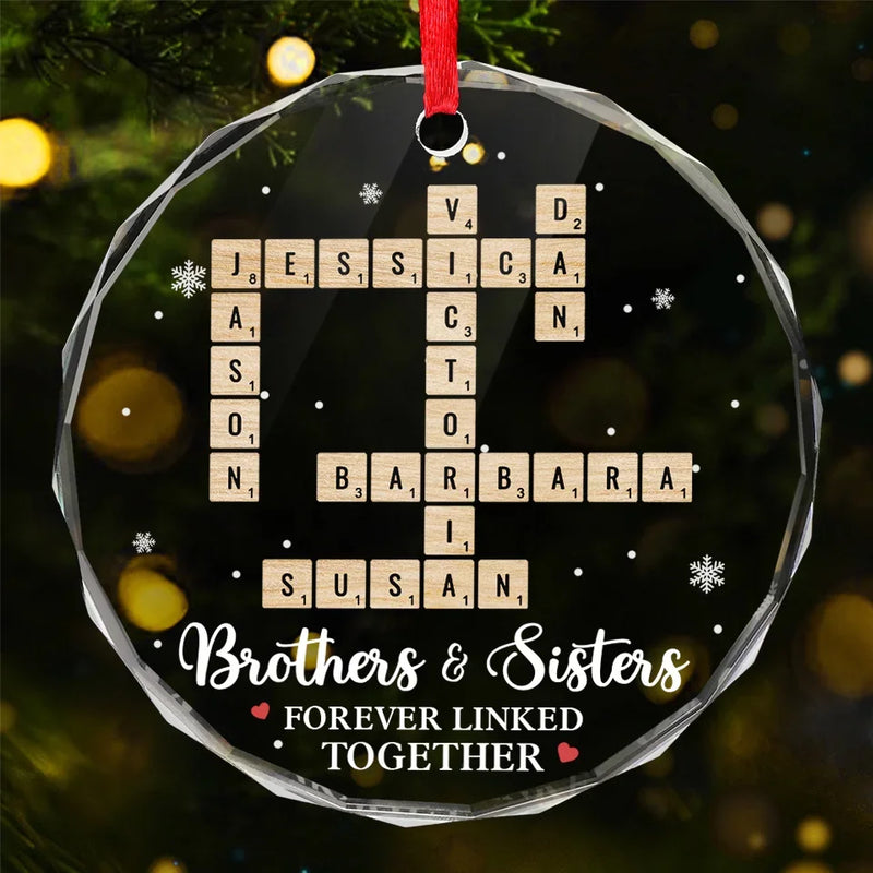 We Forever Linked Together - Family Personalized Custom Circle Glass Ornament - Christmas Gift For Family Members, Siblings, Brothers, Sisters