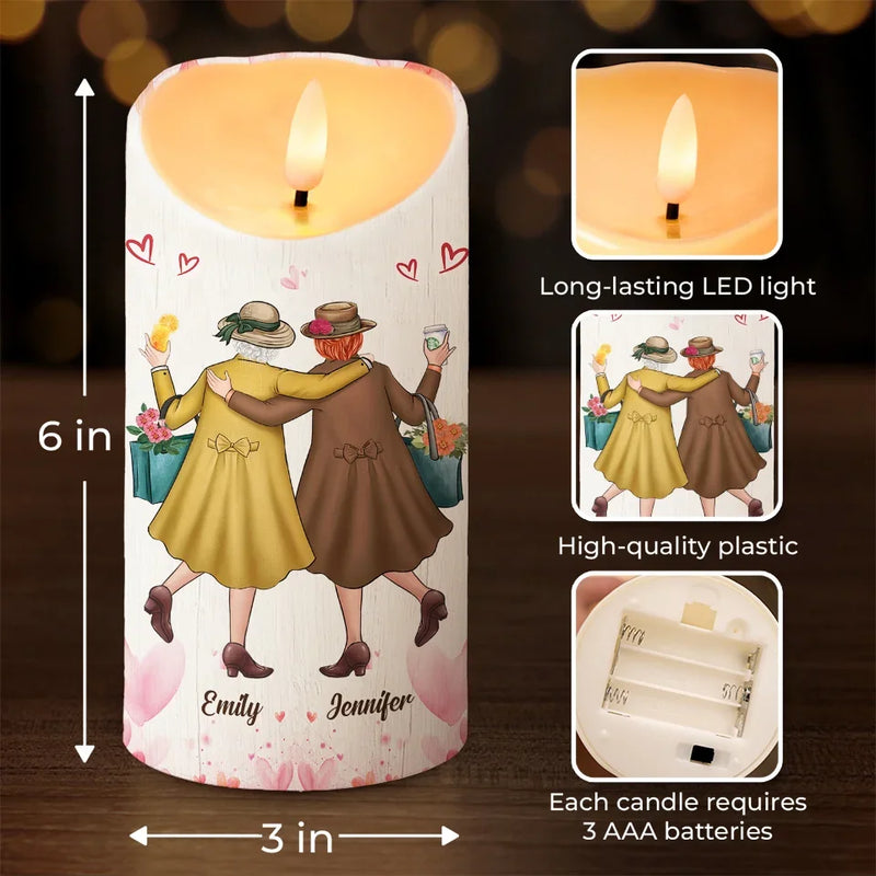 Besties Forever, No Matter What - Bestie Personalized Custom LED Candle - Christmas Gift For Best Friends, BFF, Sisters