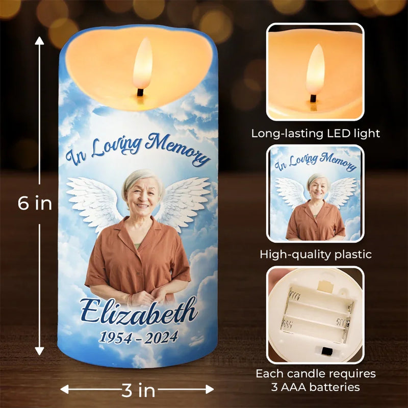 Custom Photo Always In Our Thoughts, Forever In Our Hearts - Memorial Personalized Custom LED Candle - Sympathy Gift, Christmas Gift For Family Members