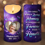 Custom Photo A Candle Flickers, But In Your Heart, I Still Burn Bright - Memorial Personalized Custom LED Candle - Sympathy Gift, Christmas Gift For Family
