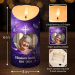 Custom Photo A Candle Flickers, But In Your Heart, I Still Burn Bright - Memorial Personalized Custom LED Candle - Sympathy Gift, Christmas Gift For Family