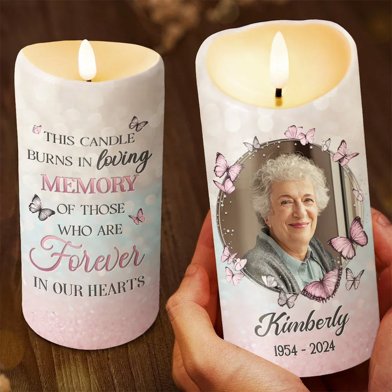 Custom Photo This Candle Burns In Loving Memory - Memorial Personalized Custom LED Candle - Sympathy Gift, Christmas Gift For Family Members