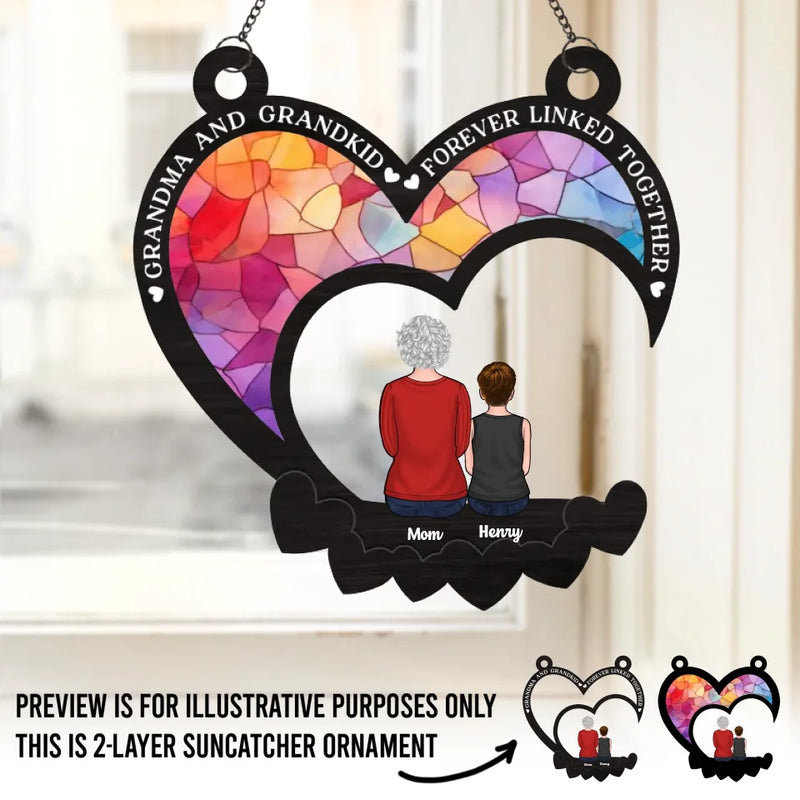 Happiness Is A Grandchild’s Hug - Family Personalized Window Hanging Suncatcher - Gift For Grandma