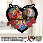 Custom Photo I’m Right Here, In Your Heart - Memorial Personalized Window Hanging Suncatcher - Sympathy Gift For Family