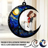 Love You To The Moon And Back - Couple Personalized Window Hanging Suncatcher - Gift For Husband Wife, Anniversary