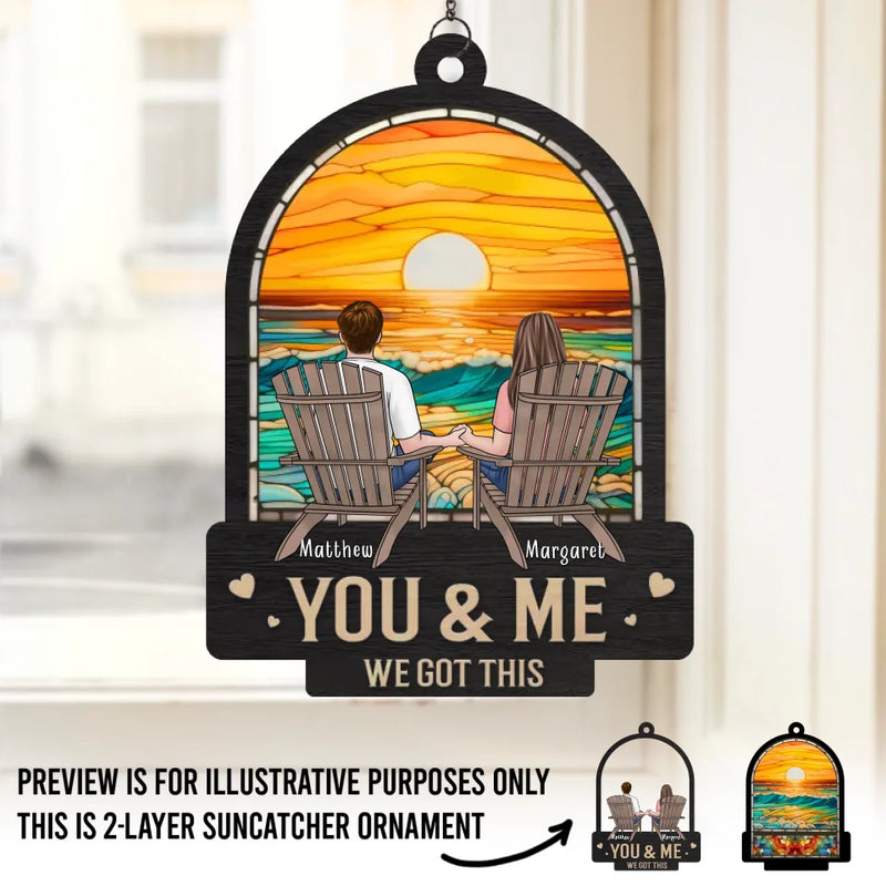 Love Is The Anchor In Life’s Storm - Couple Personalized Window Hanging Suncatcher - Gift For Husband Wife, Anniversary