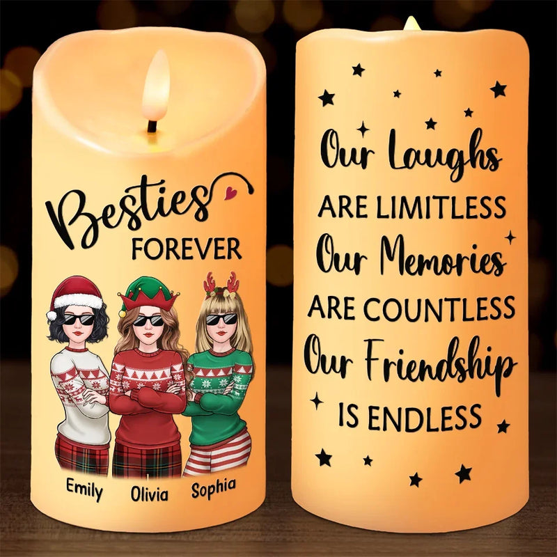 Real Friends Make Every Moment Count - Bestie Personalized Custom LED Candle - Christmas Gift For Best Friends, BFF, Sisters