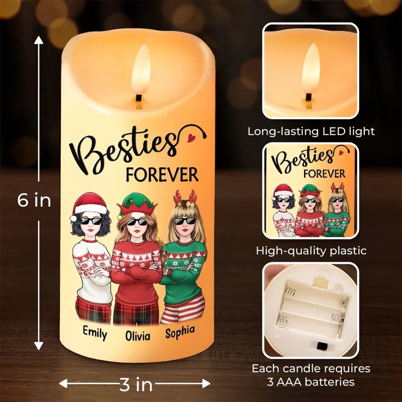 Real Friends Make Every Moment Count - Bestie Personalized Custom LED Candle - Christmas Gift For Best Friends, BFF, Sisters