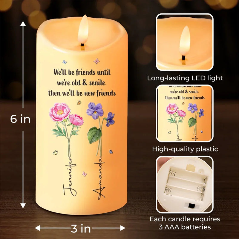 Bloom Where We Grow, Bestie - Bestie Personalized Custom LED Candle - Christmas Gift For Best Friends, BFF, Sisters