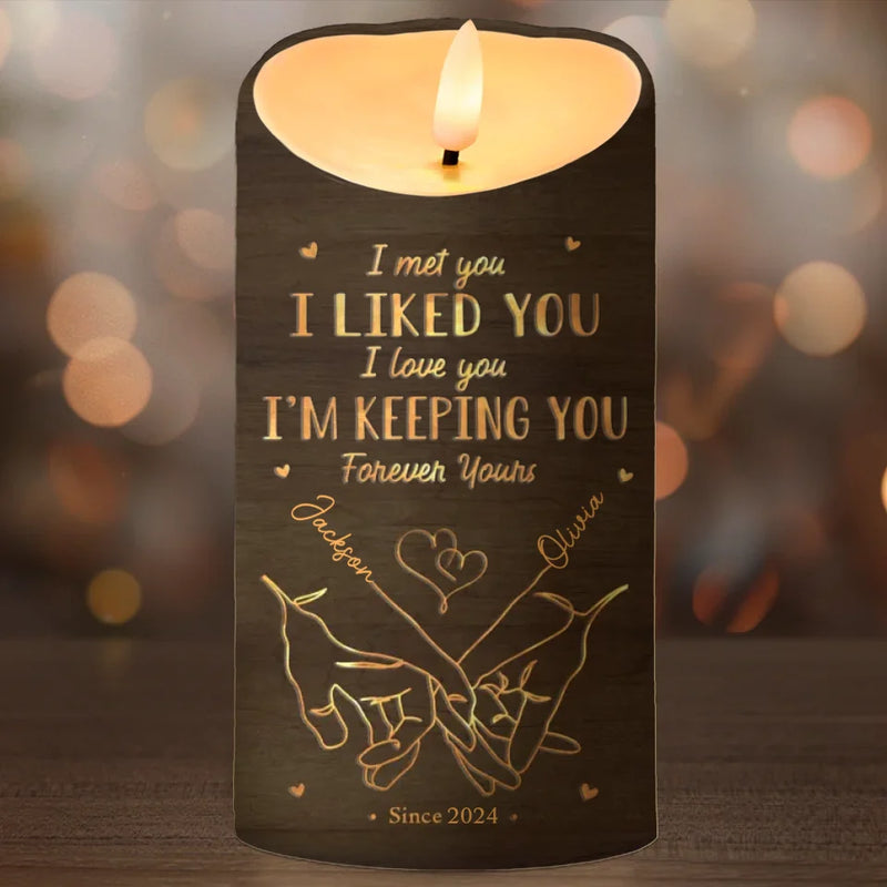 Love Is In Every Touch - Couple Personalized Custom LED Candle - Christmas Gift For Husband Wife, Anniversary