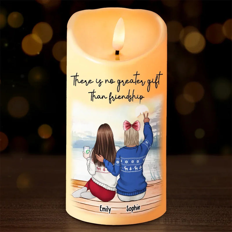 A True Friendship Is A Journey Without An End - Bestie Personalized Custom LED Candle - Christmas Gift For Best Friends, BFF, Sisters