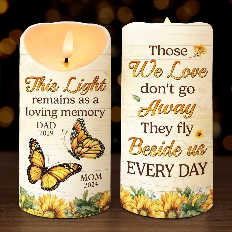Though You Flew Away, Your Spirit Remains - Memorial Personalized Custom LED Candle - Sympathy Gift, Christmas Gift For Family Members