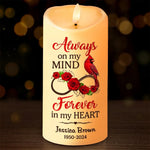 Cardinals Remind Us That Love Is Always Present - Memorial Personalized Custom LED Candle - Sympathy Gift, Christmas Gift For Family