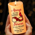 Cardinals Remind Us That Love Is Always Present - Memorial Personalized Custom LED Candle - Sympathy Gift, Christmas Gift For Family
