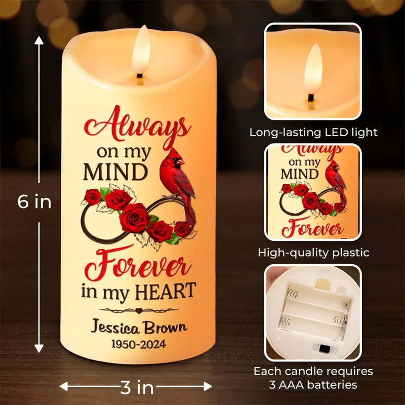 Cardinals Remind Us That Love Is Always Present - Memorial Personalized Custom LED Candle - Sympathy Gift, Christmas Gift For Family Members