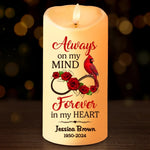 Cardinals Remind Us That Love Is Always Present - Memorial Personalized Custom LED Candle - Sympathy Gift, Christmas Gift For Family
