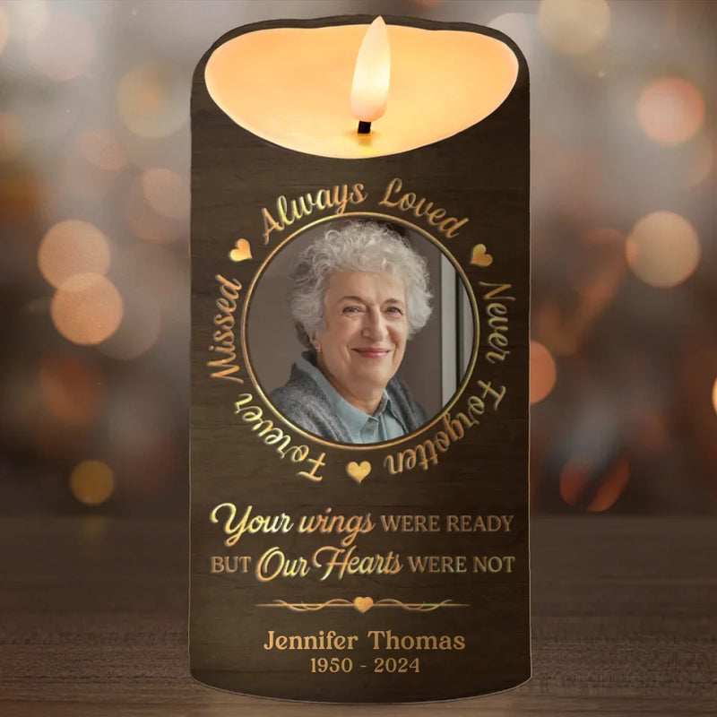 Custom Photo Heaven Has Gained Another Angel - Memorial Personalized Custom LED Candle - Sympathy Gift, Christmas Gift For Family Members