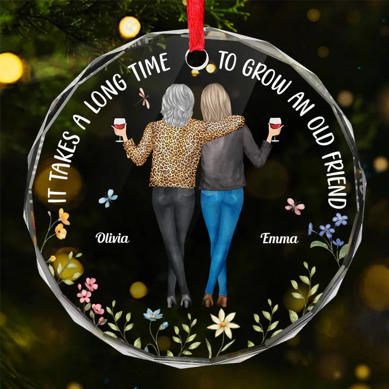 Friends Who Laugh Together, Stay Together - Bestie Personalized Custom Circle Glass Ornament - Christmas Gift For Best Friends, BFF, Sisters