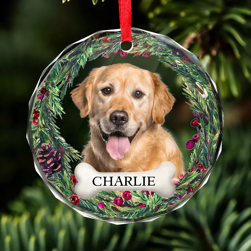 Custom Photo Our Perfect Companions Never Have Fewer Than Four Feet - Memorial Personalized Custom Circle Glass Ornament - Christmas Gift, Sympathy Gift For Pet Owners, Pet Lovers