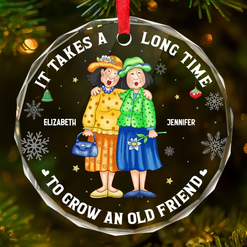 Your Friendship Is A Treasure I Hold Dear
 - Bestie Personalized Custom Circle Glass Ornament - Christmas Gift For Best Friends, BFF, Sisters