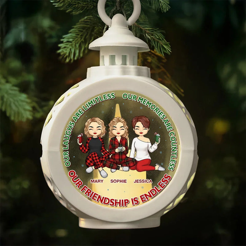 Our Friendship Is Endless - Bestie Personalized Custom Candlelight Lantern Ornament - Christmas Gift For Best Friends, BFF, Sisters