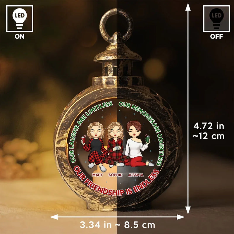 Our Friendship Is Endless - Bestie Personalized Custom Candlelight Lantern Ornament - Christmas Gift For Best Friends, BFF, Sisters
