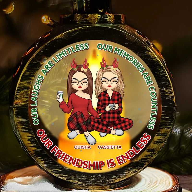 Our Friendship Is Endless - Bestie Personalized Custom Candlelight Lantern Ornament - Christmas Gift For Best Friends, BFF, Sisters