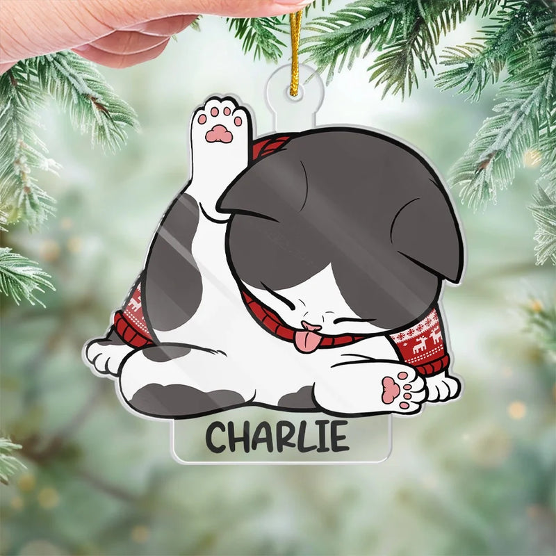 Feline Like It's Christmas Time - Cat Personalized Custom Ornament - Acrylic Custom Shaped - Christmas Gift For Pet Owners, Pet Lovers