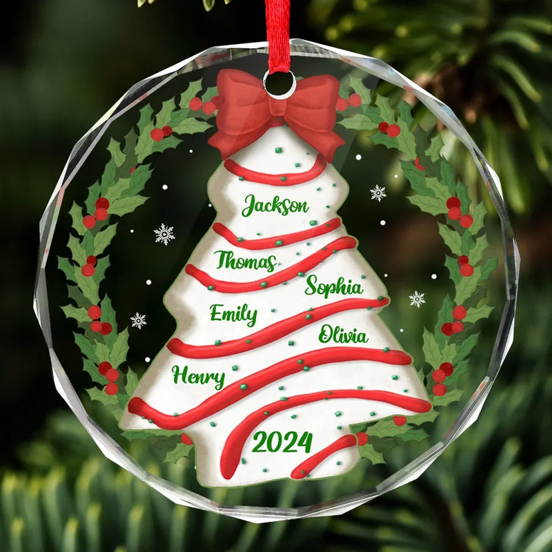 Gathered Under One Tree - Family Personalized Custom Circle Glass Ornament - Christmas Gift For Family Members