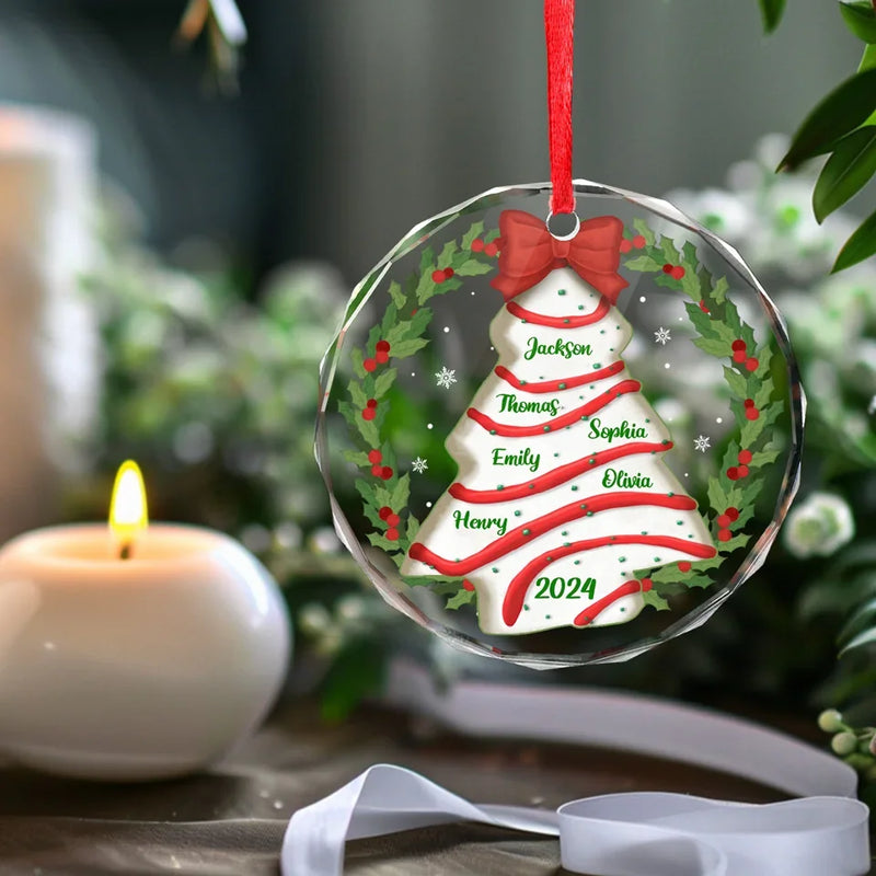 Gathered Under One Tree - Family Personalized Custom Circle Glass Ornament - Christmas Gift For Family Members