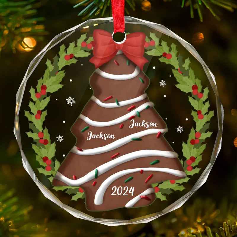 Gathered Under One Tree - Family Personalized Custom Circle Glass Ornament - Christmas Gift For Family Members