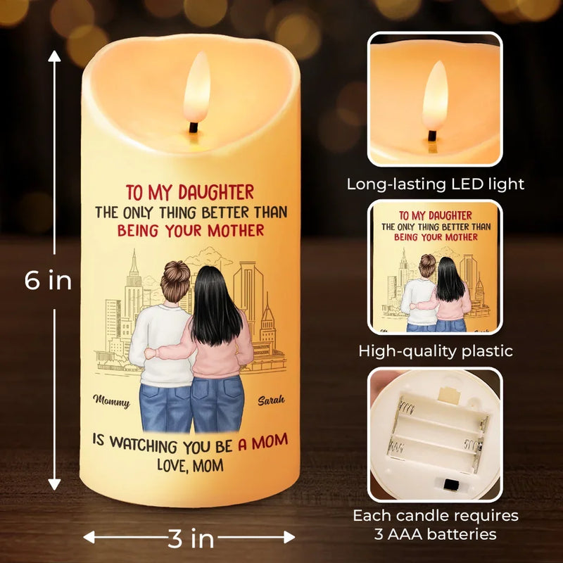 My Daughter, My Heart - Family Personalized Custom LED Candle - Christmas Gift For Mom, Daughter