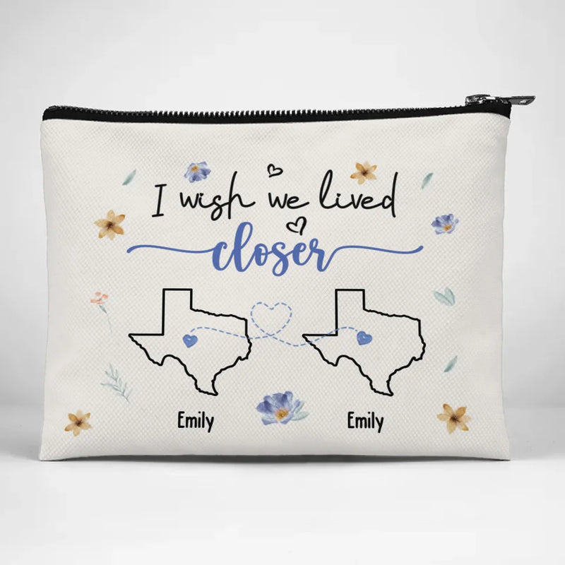 Apart In Distance, Close In Heart - Bestie Personalized Custom Cosmetic Bag - Gift For Best Friends, BFF, Sisters