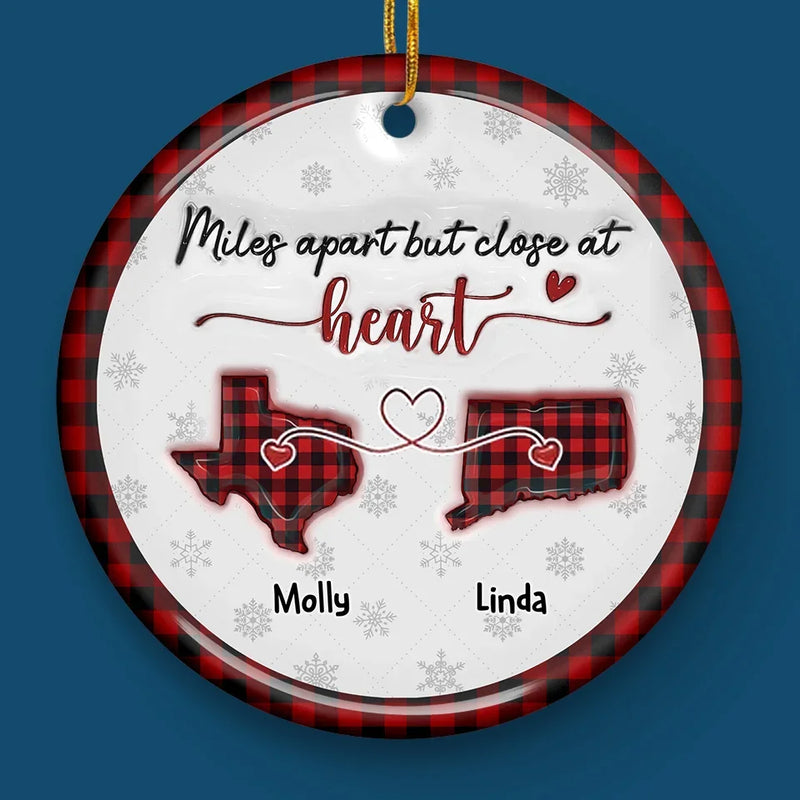 Friendship Is The Thread That Connects Our Hearts - Bestie Personalized Custom 3D Inflated Effect Printed Ornament - Ceramic Round Shaped - Christmas Gift For Best Friends, BFF, Sisters
