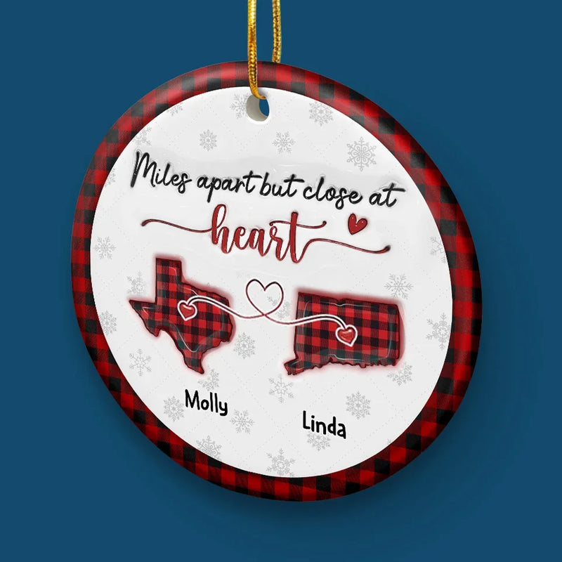 Friendship Is The Thread That Connects Our Hearts - Bestie Personalized Custom 3D Inflated Effect Printed Ornament - Ceramic Round Shaped - Christmas Gift For Best Friends, BFF, Sisters