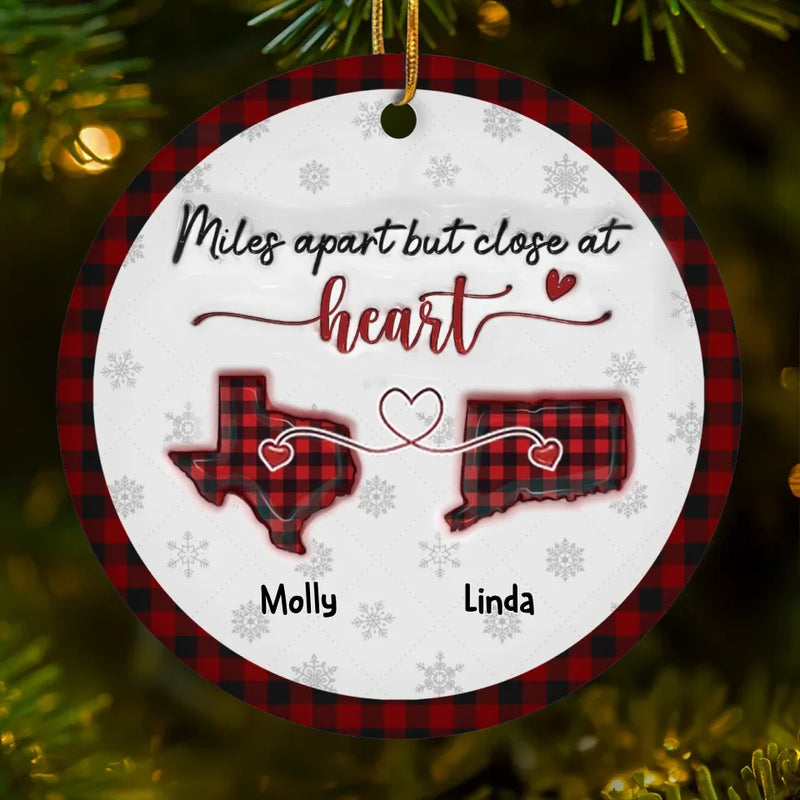 Friendship Is The Thread That Connects Our Hearts - Bestie Personalized Custom 3D Inflated Effect Printed Ornament - Ceramic Round Shaped - Christmas Gift For Best Friends, BFF, Sisters