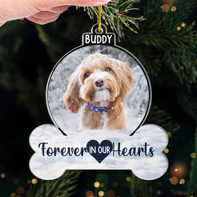 Custom Photo You Left Paw Prints On Our Hearts - Memorial Personalized Custom Ornament - Acrylic Custom Shaped - Sympathy Gift, Christmas Gift For Pet Owners, Pet Lovers