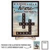 Pawprints Make A House Feel Like A Home - Memorial Personalized Custom 2-Layered Wooden Plaque With Stand - Sympathy Gift For Pet Owners, Pet Lovers