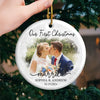 Custom Photo Our First Year Married - Couple Personalized Custom Ornament - Ceramic Round Shaped - New Arrival, Christmas Gift For Husband Wife, Anniversary, First Christmas AMZ