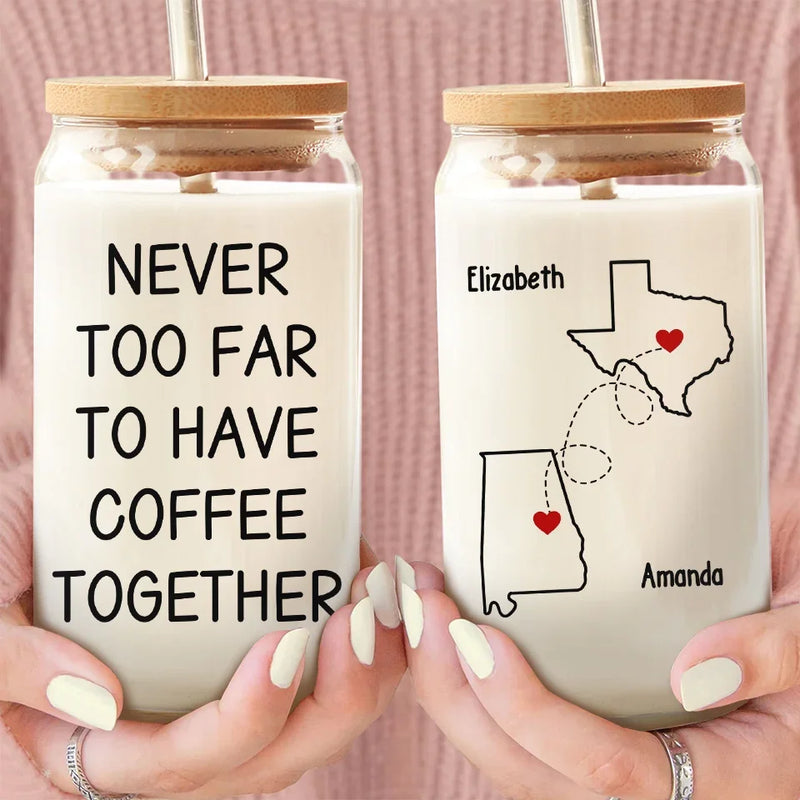 Let It Snow - Bestie Personalized Custom Glass Cup, Iced Coffee Cup - Christmas Gift For Best Friends, BFF, Sisters