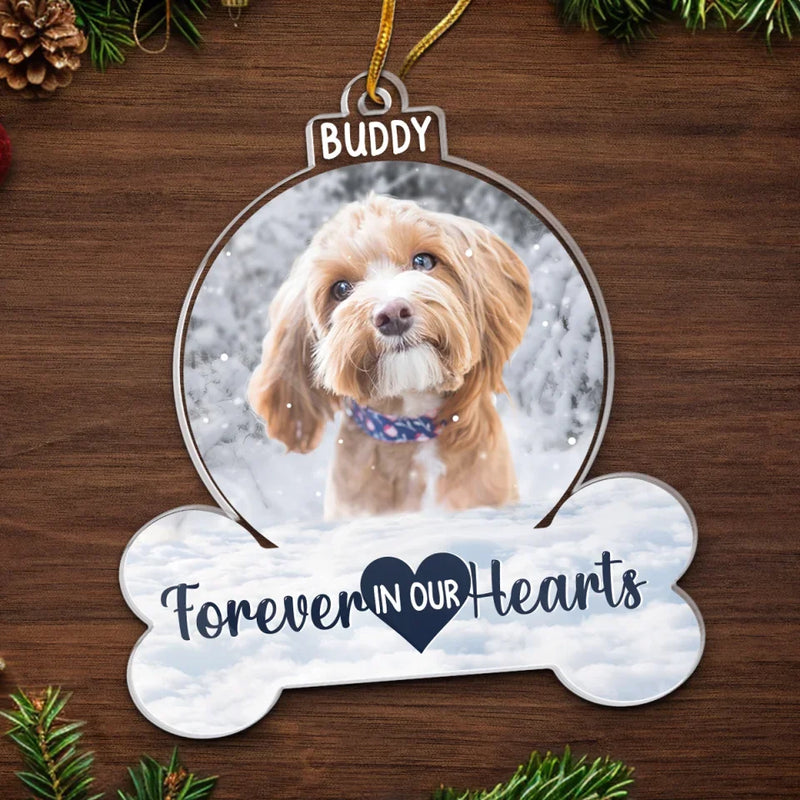 Custom Photo You Left Paw Prints On Our Hearts - Memorial Personalized Custom Ornament - Acrylic Custom Shaped - New Arrival, Sympathy Gift, Christmas Gift For Pet Owners, Pet Lovers AMZ