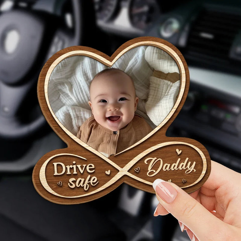 Custom Photo Drive Safe, I Love You - Family Personalized Custom Car Visor Clip - Christmas Gift For Family Members
