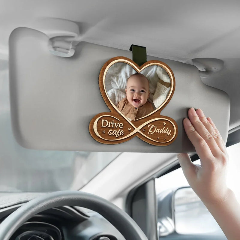 Custom Photo Drive Safe, I Love You - Family Personalized Custom Car Visor Clip - Christmas Gift For Family Members
