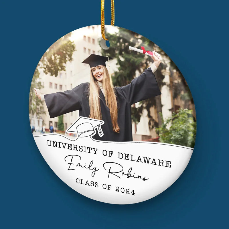 Custom Photo Dream Big, Fly High - Family Personalized Custom Ornament - Ceramic Round Shaped - Christmas Gift, Graduation Gift For Family Members, Siblings, Brothers, Sisters